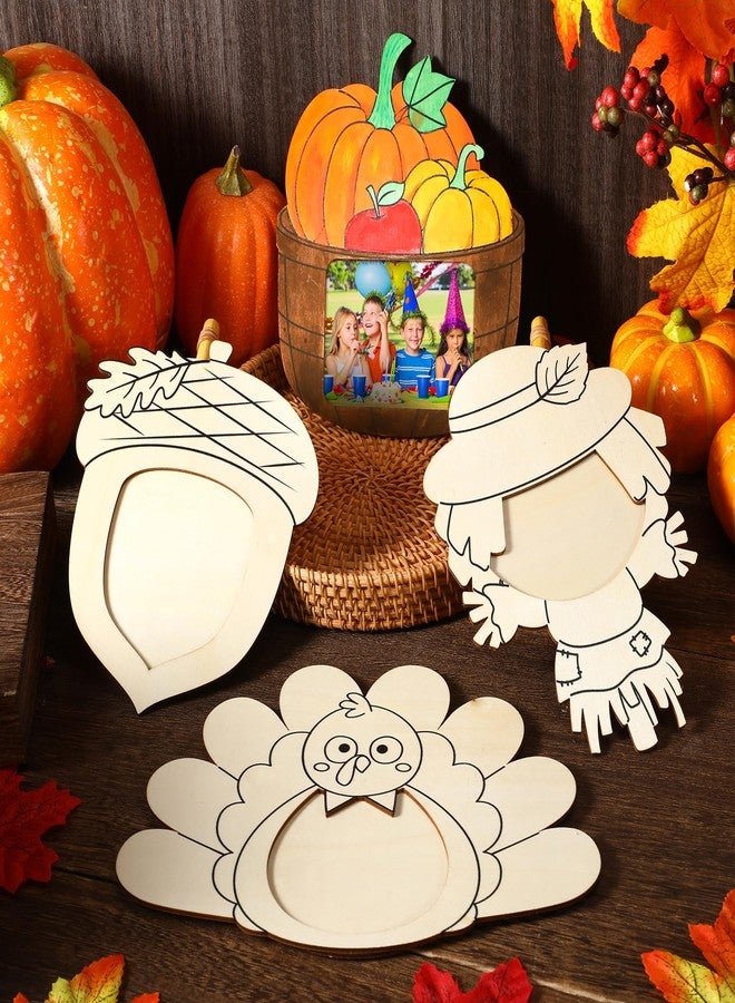 Yousoontic 16 Pcs Thanksgiving DIY Picture Frame Craft for Kids Wooden Fall Painting Color Your Own Thanksgiving turkey Frame for Classroom School Game Home Activities Party Decors Gifts - Image 4